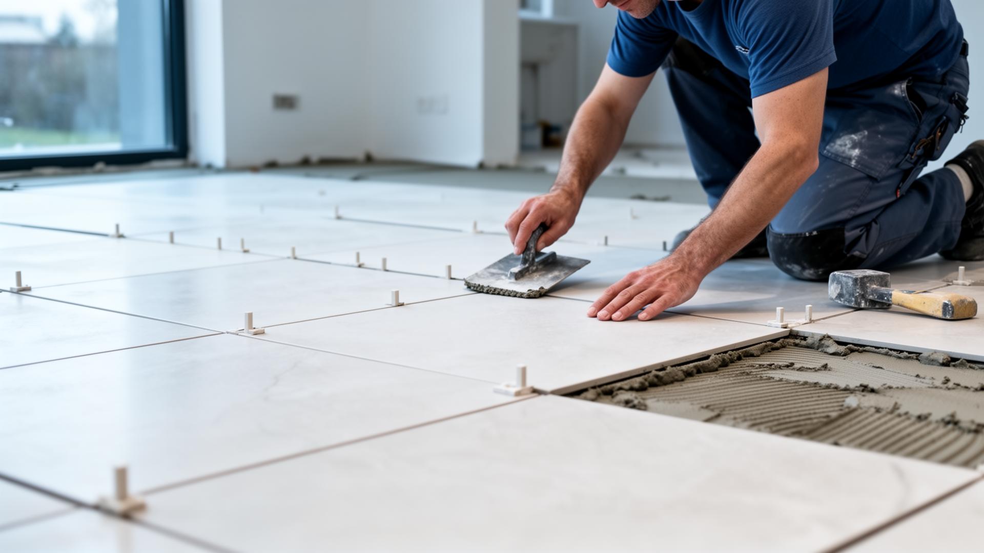 Tiler at work
